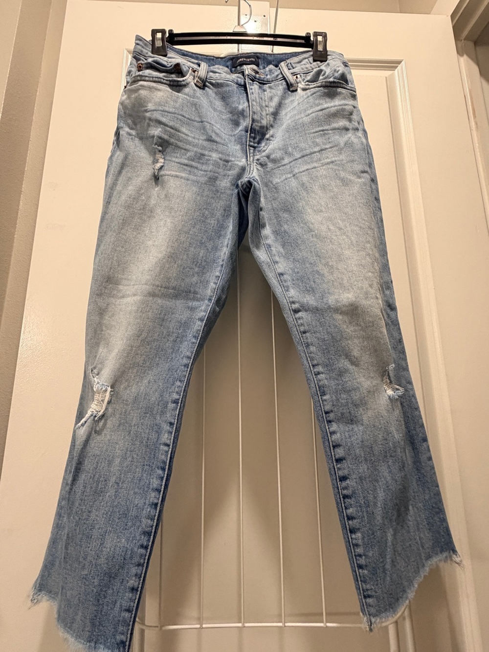 J. Crew Light Blue Straight Leg Jeans with Distressed Details